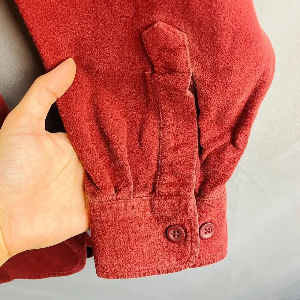 LL Bean Shirt Mens XL Tall Red Long Sleeve Button Down Shacket Vintage Autumn - Picture 5 of 8